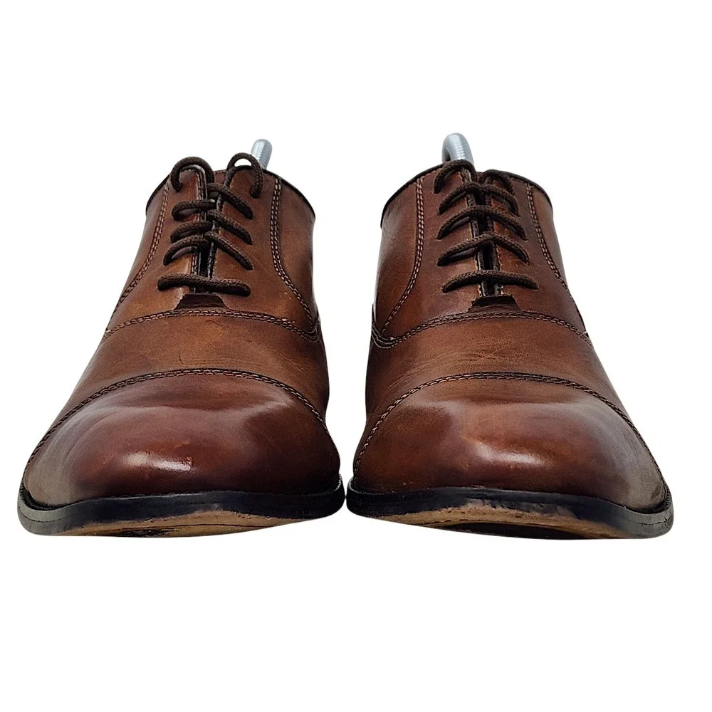Steve Madden Oxford Shoes 13 Men Cognac Leather Cap Toe P-Quins Dress Business